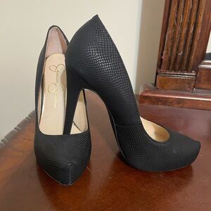 Jessica Simpson Black Textured Pointed-Toe Stiletto Pumps